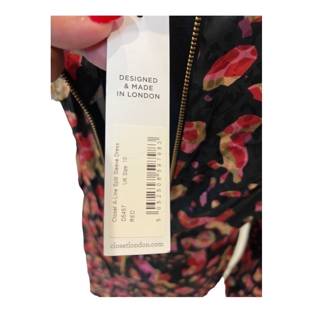 Closet London Red Split Sleeve A Line Dress 6 NWT - Picture 11 of 16